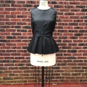 Sexy Faux Leather Peplum Top